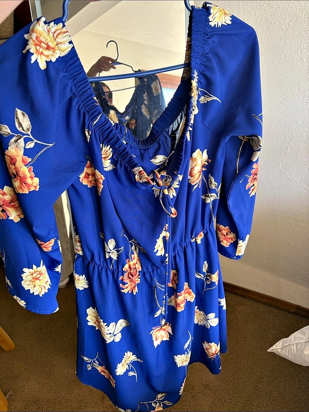 Altar'd State Blue & Orange Floral Mini Dress Large